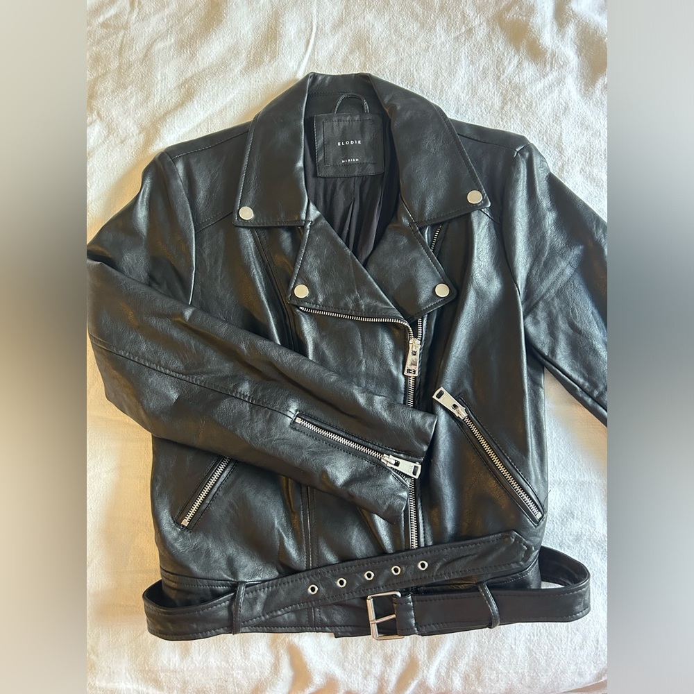 ELODIE vegan leather moto jacket